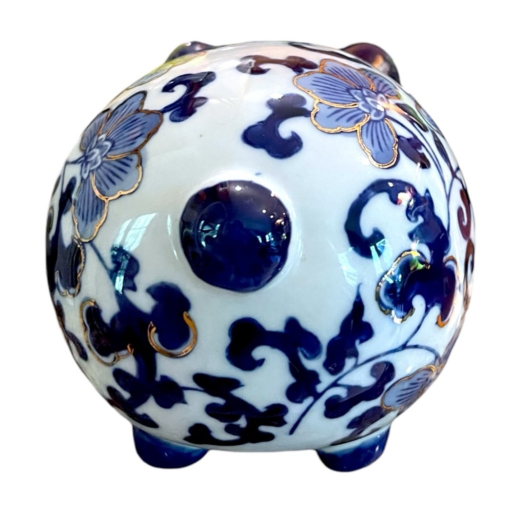 Vintage Blue & White Chinoiserie Piggy Figurine 3.5 Inches Tall - Picture 4 of 11